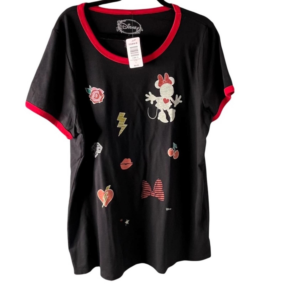 Torrid Disney Minnie Mouse black and red graphic ringer tee size 1X NWT
